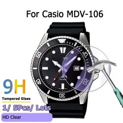 2PCS Screen Protector Guard For Casio MDV-106 MDV106 Luminous Diving Watch HD Clear 2.5D Slim Tempered Glass Protective Film