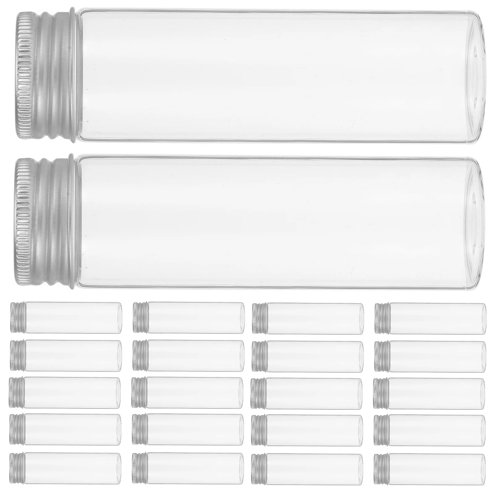 

30 Pcs Glass Bottles Containers with Lids Medicine Empty Caps Small for Medicines Transparent Vials