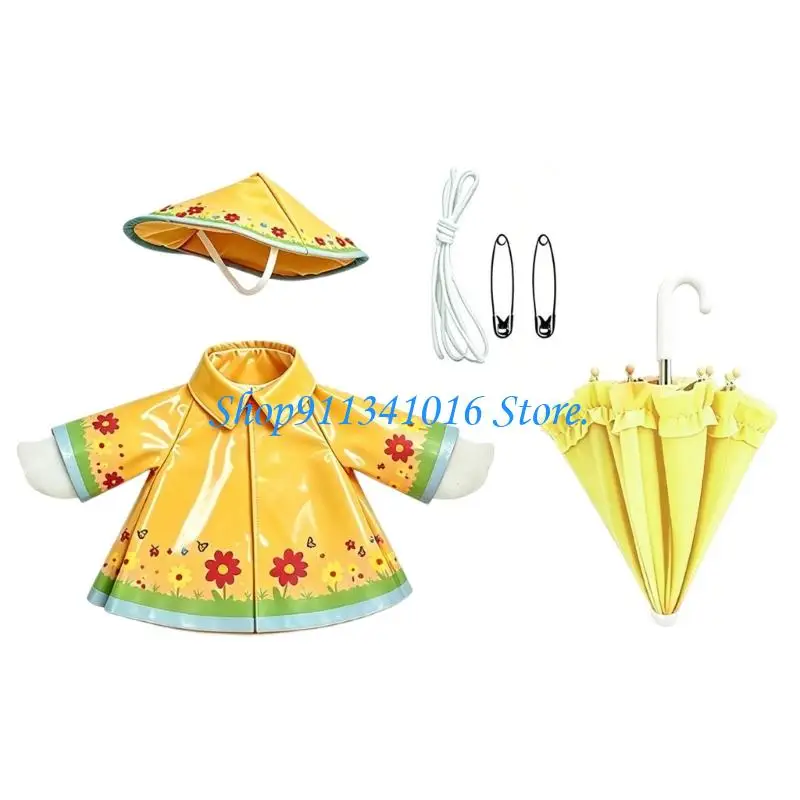  Whimsical Complete Raincoat Dressing Costume Set For Decorative Geese Statuary Featuring Coordinated Umbrella And Hat