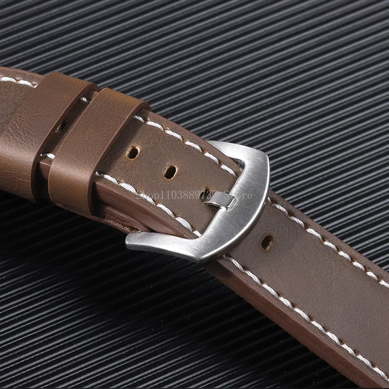 Genuine Leather Universal Straps Men Women Vintage Watchband Sport Bracelet 18mm 20mm 22mm 24mm Replacement Wristbands for Omega image 3