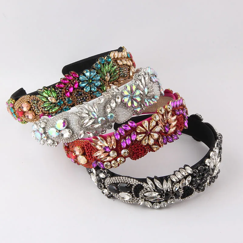 

European and American New Fashion Baroque Inlaid Colorful Diamond Geometric Headband Women's Hair Accessory