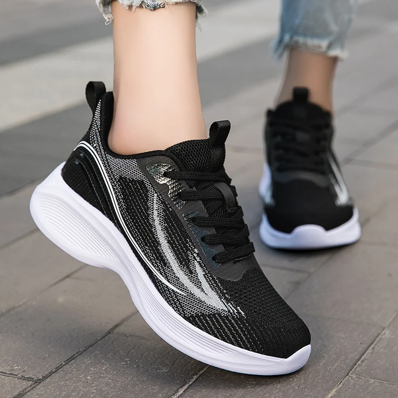 

Summer Women Mesh Running Sneaker Fitness Sport Light Comfortable Breathable Black Walking Shoes Big Size 35-41 Loafers