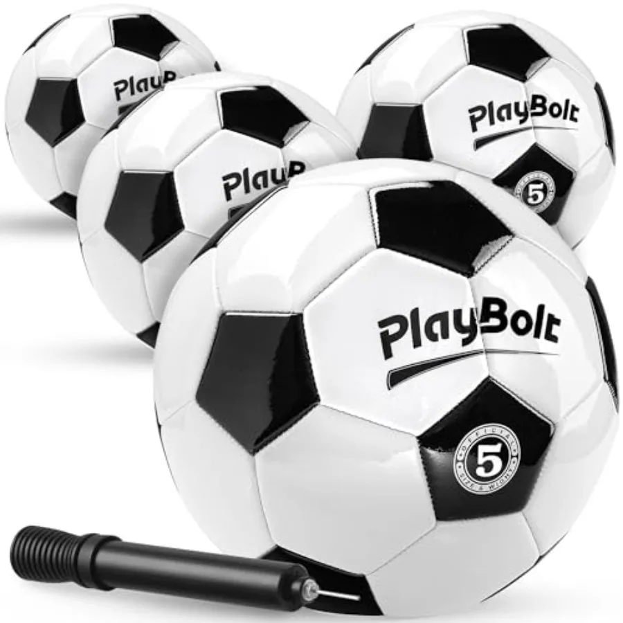 

Soccer Ball Size 5 with Pump - Black and White Training Practice and Match Ball for,Youth and Adults Pack of 1 or 4