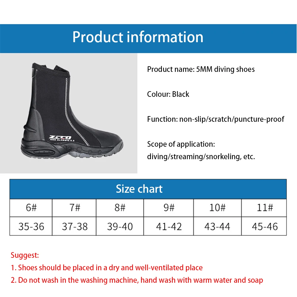 Botas de buceo de neopreno de 5MM, zapatos de buceo y natación, equipo de pesca submarina