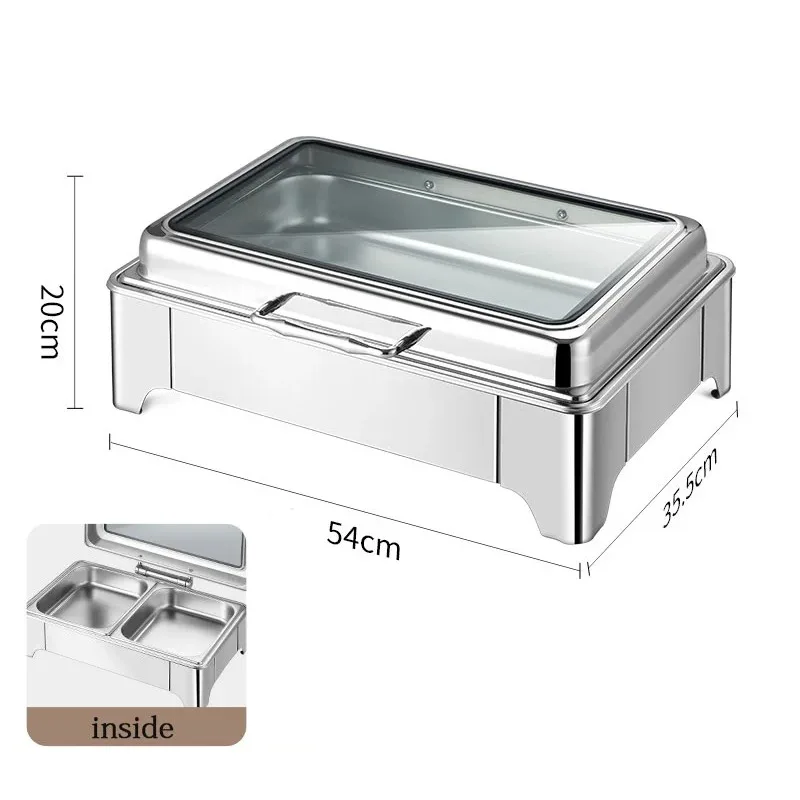 9L Luxury Other Hotels and Restaurants Serving Golden Dining Buffet Food Warmer Rectangle Hot Pot Hot Pot Buffet