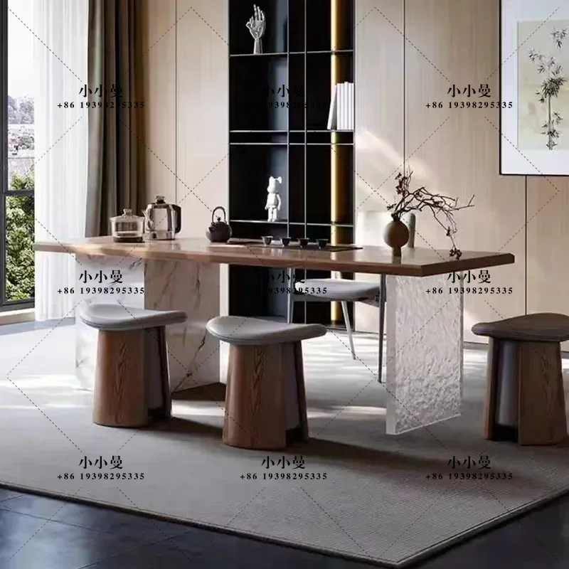 South American Walnut Tea Table Light Luxury Integrated Electrical Appliances Home Villa Balcony Coffee Table Modern Design