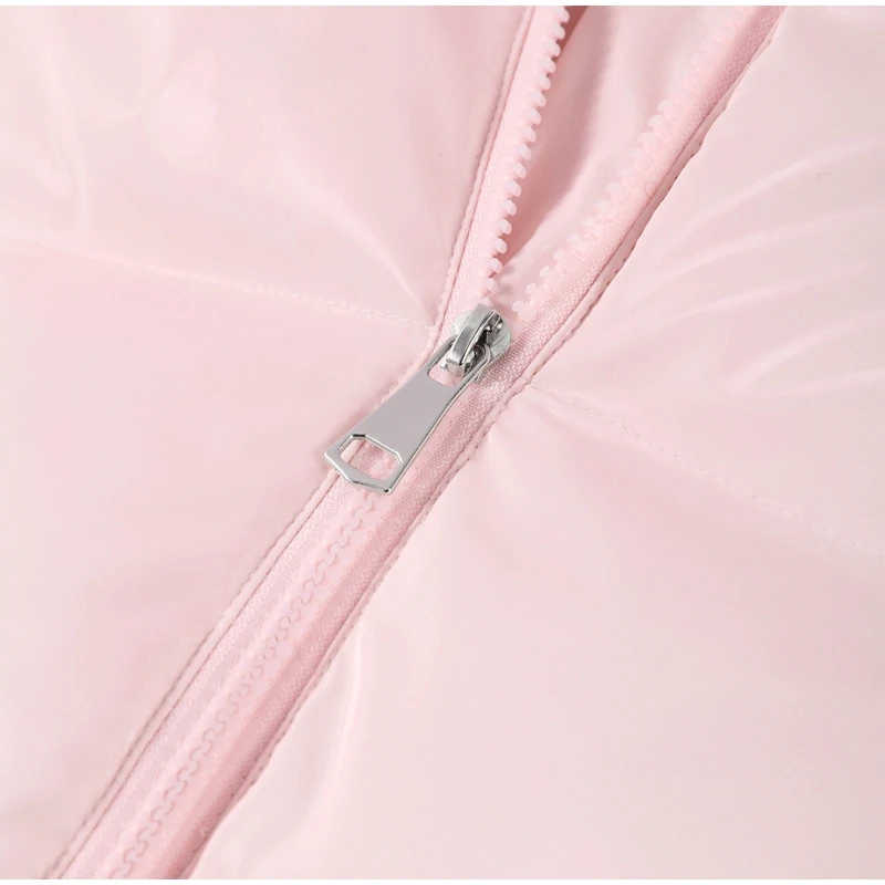 Chic Reflective Fabric Lace Up Hooded Cotton Jacket Women Stand Collar Full Sleeve Zipper Warm Overcoat 2026 Winter Lady Outwear