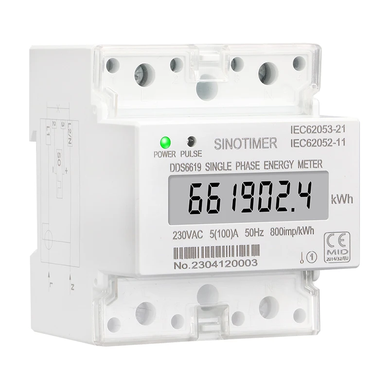 Din Rail Single Phase Electronic Energy Meter AC 220V 100A kWh Counter Consumption Analog Electricity Gague Wattmeter 50HZ