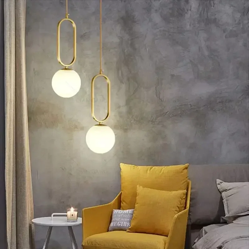 Imagem -04 - Modern Glass Ball Led Pendant Light Nordic Hanging Lamp Luminária para Quarto Cabeceira Banheiro Teto Luminária