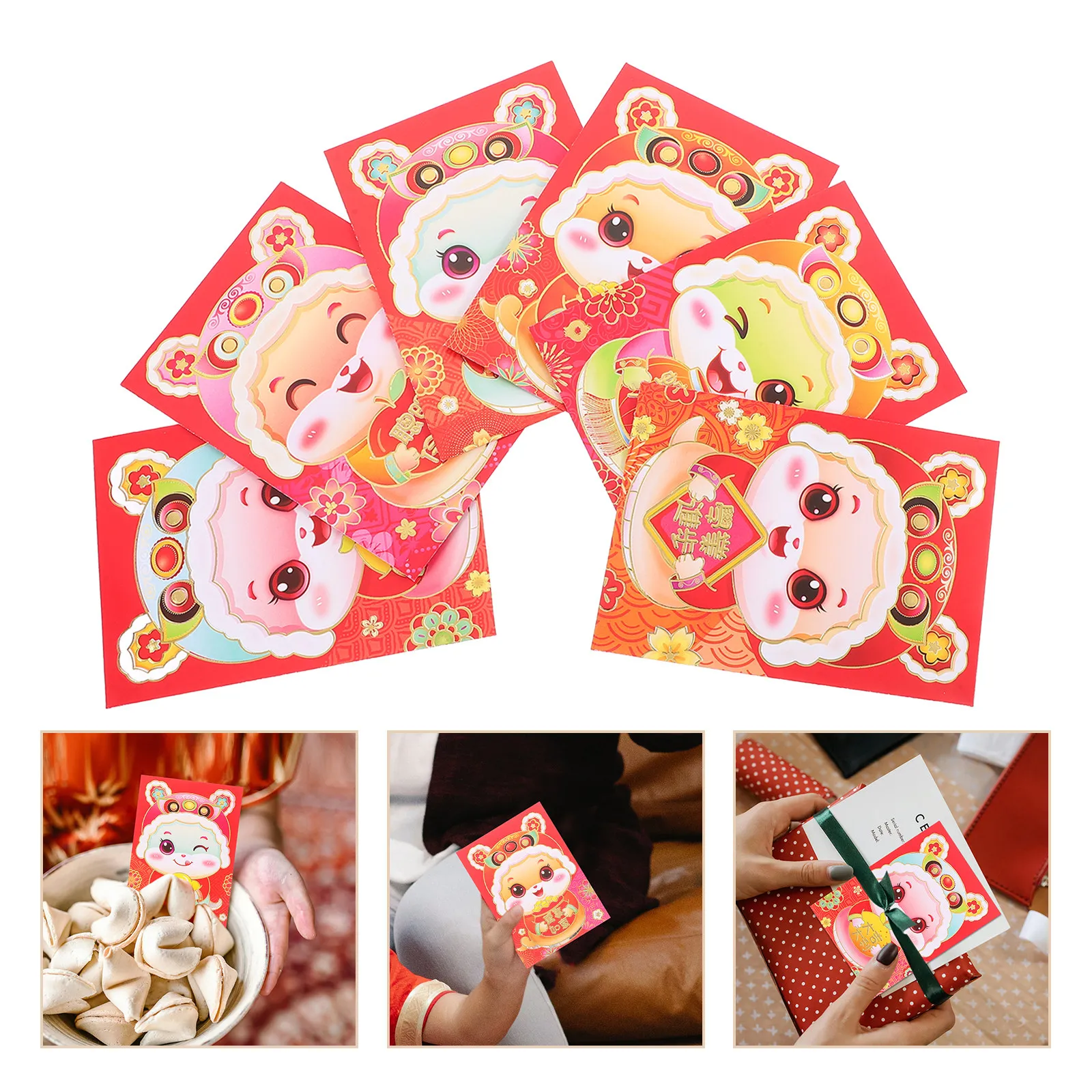

60Pcs Chinese New Year Red Envelopes Snake Year Red Packets Lucky Lai See Hong Bao Lunar Spring Festival Wedding Birthday Party