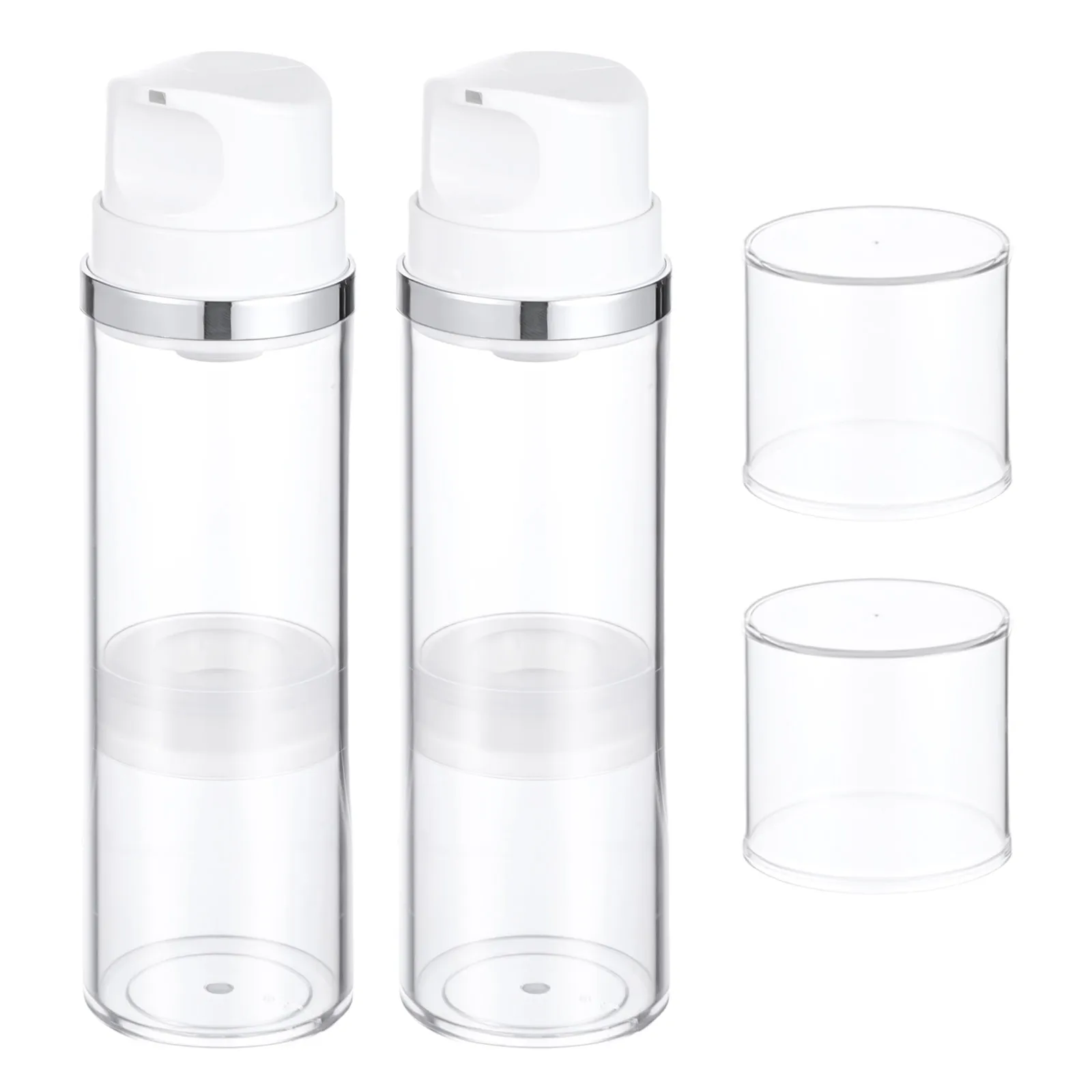 2 ชิ้นขวดปั๊มสุญญากาศแบบเติมได้คุณภาพสูงน้ำหนักเบาสำหรับเดินทางสำหรับครีมบำรุงผิวหน้าโลชั่นแชมพูแบบพกพา