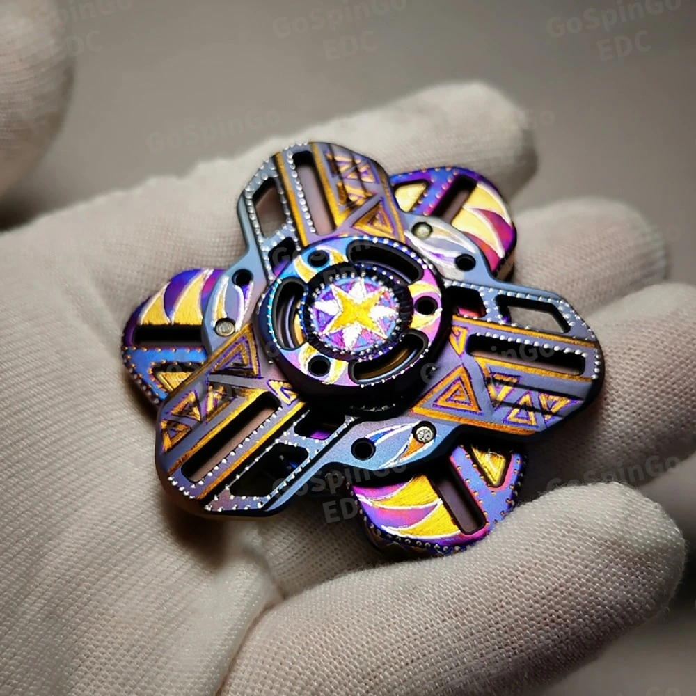 KTS EDC سبائك التيتانيوم الثلاثي تململ سبينر اليد نحت ثلاثة شفرات تململ سبينر أدوات تخفيف القلق #3