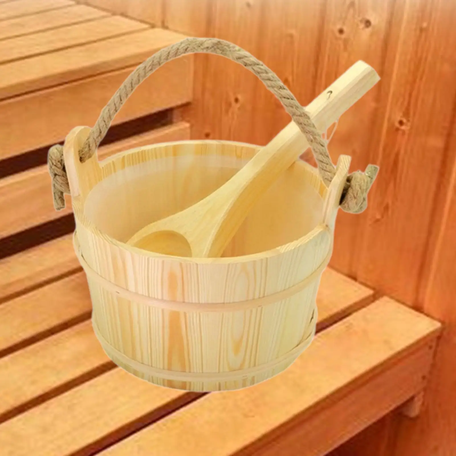 Sauna Accessories Set Sauna Starter Kit SPA Sauna Wooden Bucket with Ladle