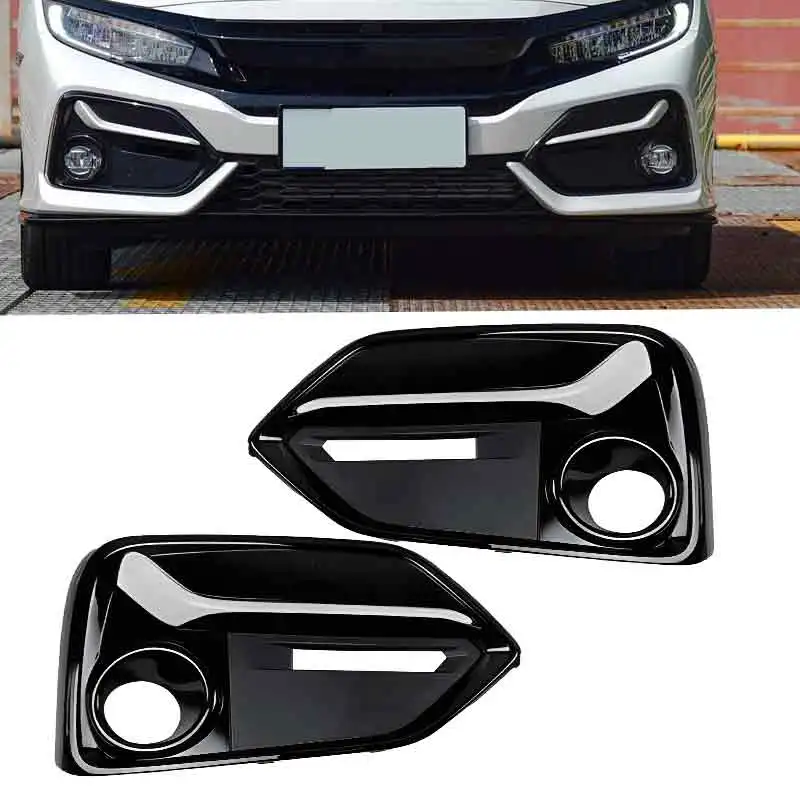 

1 Pair Car Front Left & Right Bumper Fog Light Lamp Frame Molding Cover Trim Plastic Fit for Honda Civic Hatchback 2021 2020