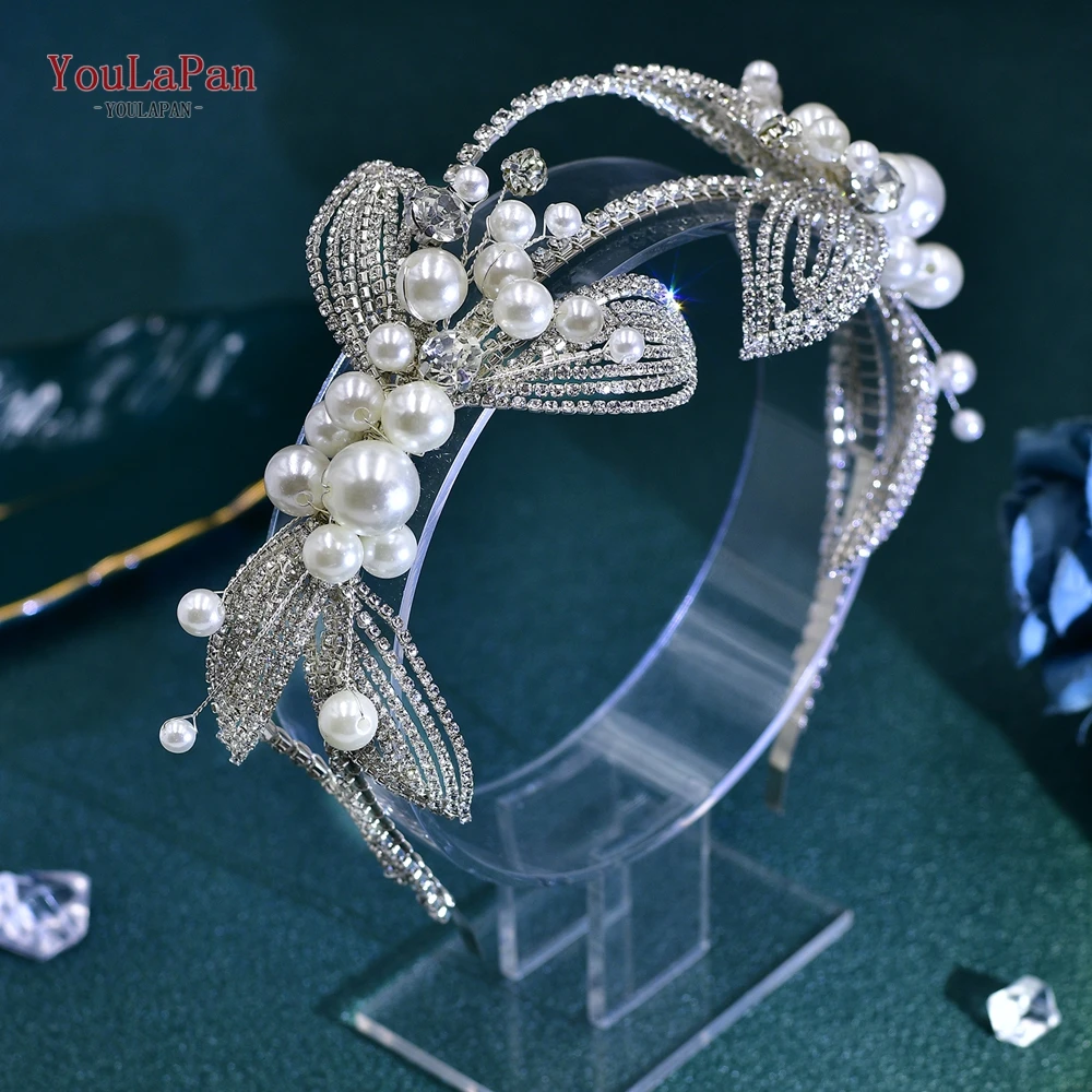 YouLaPan Bride Sparkly Hair Hoop Ornaments Elegant Woman Pearl Wedding Headbands Bride Luxury Party Wedding Accessories HP648