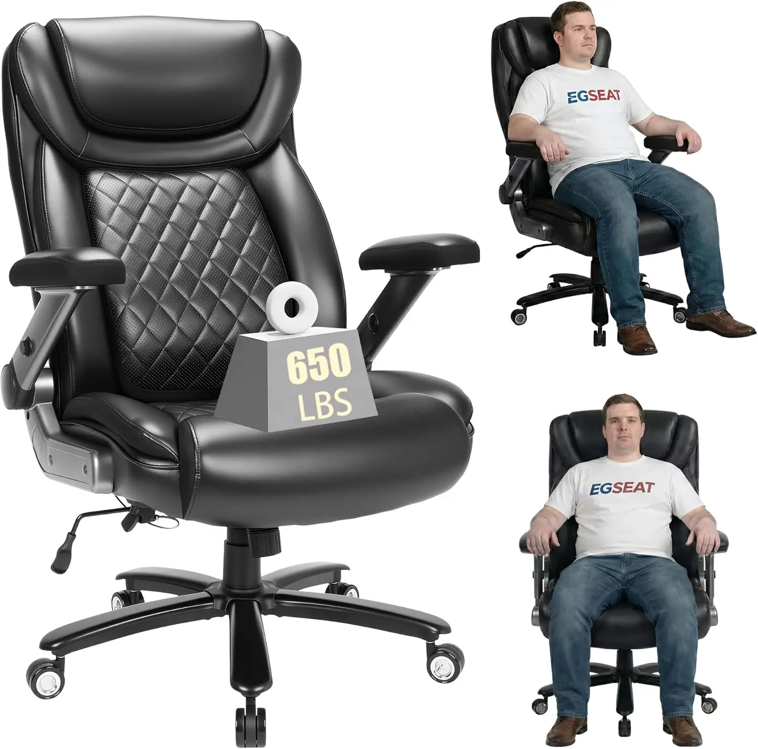 

Big And Tall Office Chair 650 Lb Capacity Ergonomic High Back Executive Desk Chair Adjustable Pop Out Function Pu Leather Comput
