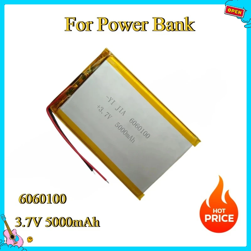 

New 6060100 Rechargeable High Large Capacity LiPo Battery Cell 3.7V 5000mAh Lithium Polymer Battery 18.5Wh For Power Bank