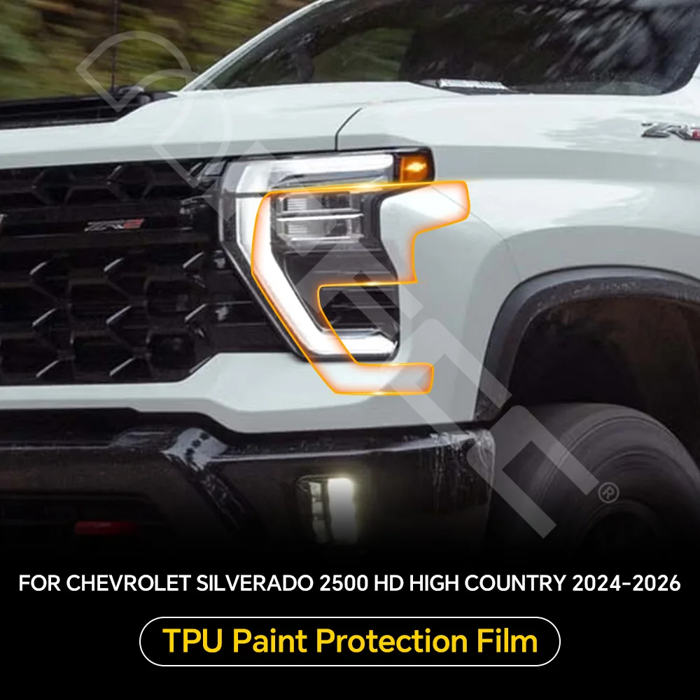 Car Headlight Rearview B Pillars TPU Protection Film For Chevrolet Silverado 2500 HD High Country 2024-2026 Precut PPF Clear Bra