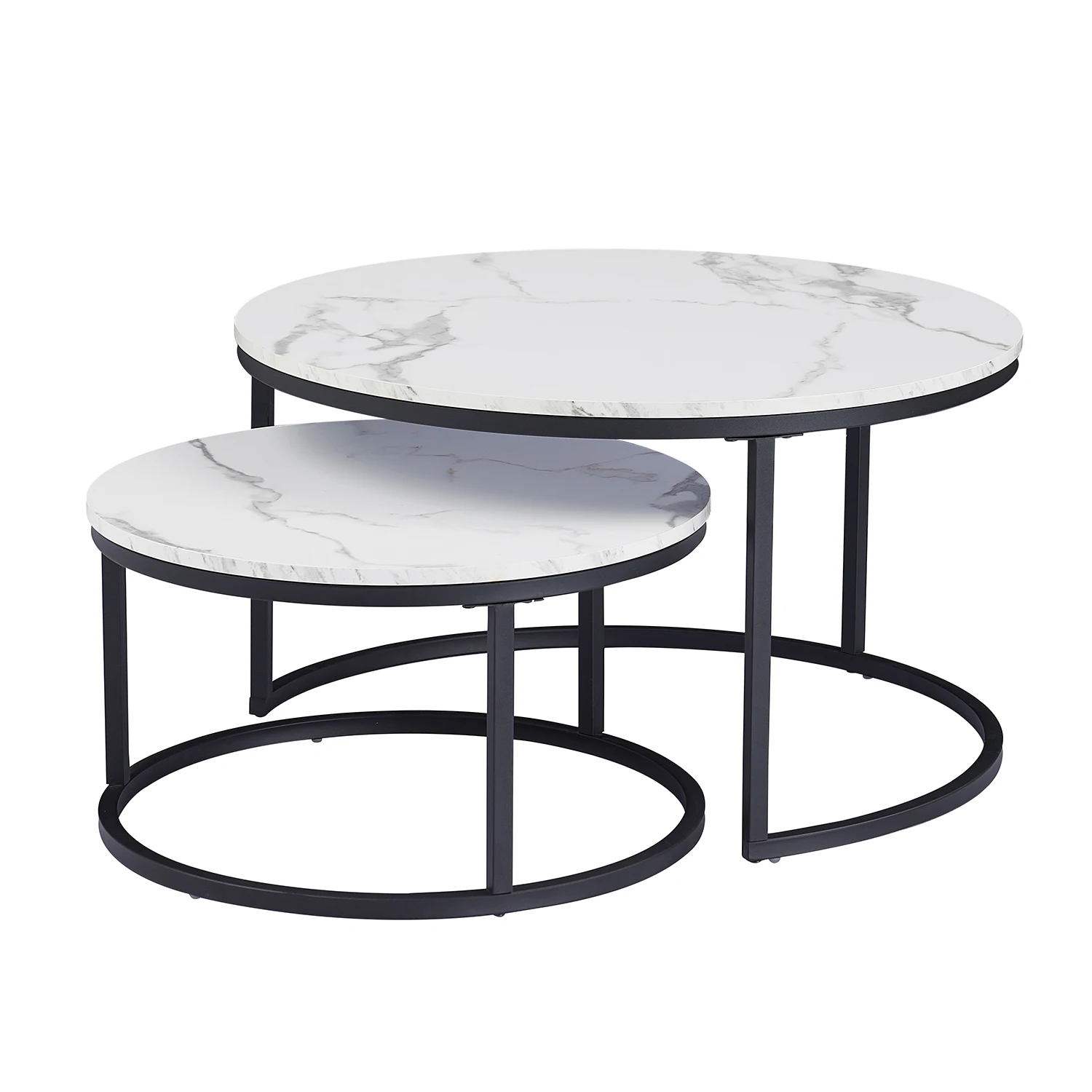 White Marble Round Tea Desk End Table In Living Room Furniture Coffee Table Living Room Wooden Combination Home Metal Bracket