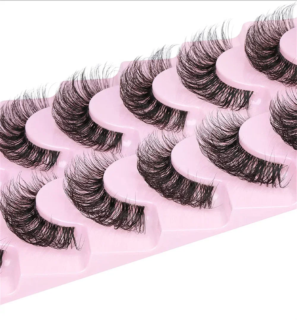 10 Pairs False Eyelashes 6D Super Fluffy Wispy Cat Eye Effect Dramatic Lashes Extension Makeup For Natural Daily Wear