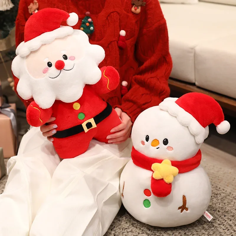 Christmas Themed Plush Doll Gingerbread Man Snowman Santa Tree Soft Stuffed Ornament for Home Party Holiday Decor Gift