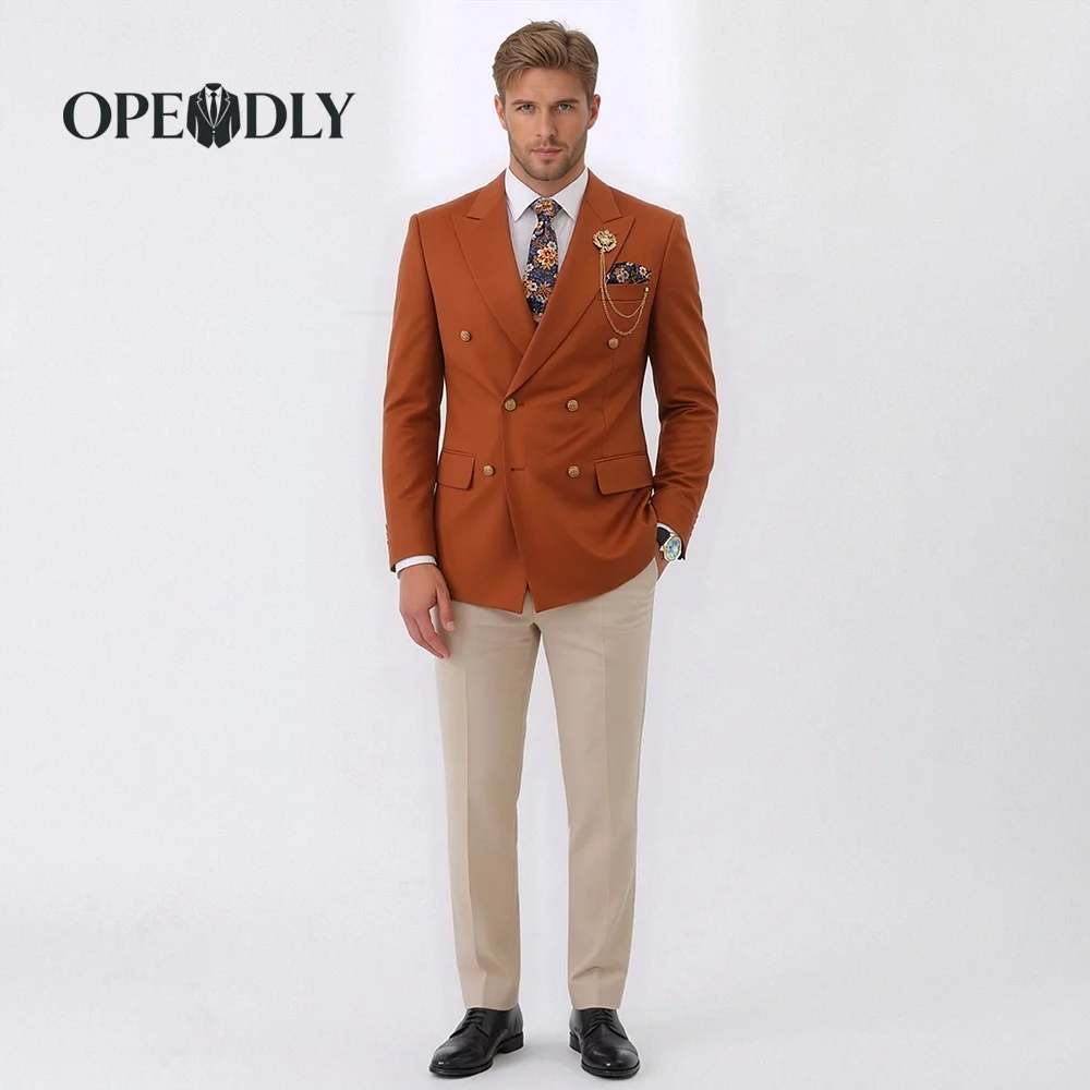 

OPEODLY Men's Slim Fit 3 Piece Tuxedo Suit - One Button Blazer Jacket Vest Pants Set for Formal Wedding And Business Occasions