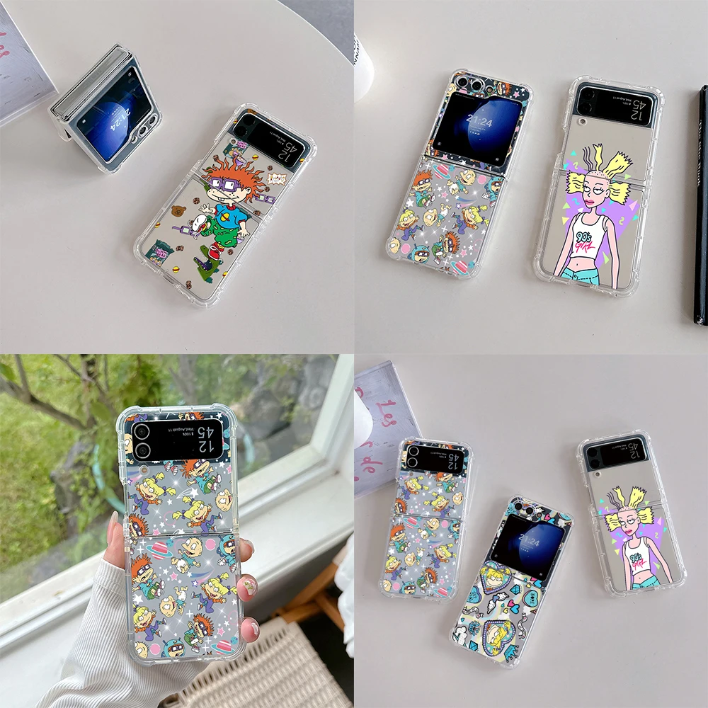 Cute Cartoon Phone Case for Samsung Galaxy Z Flip 3 4 Z Flip 5 Z Fold 4 5G PC R-Rugrats Soft Anti-fall Back Cover