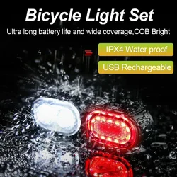BUCKLOS Bike Light Q3 Lamp USB Rechargeable Bicycle Headlight IPX4 Waterproof Bright MTB Tail Light LED Bike Light Cycling Parts