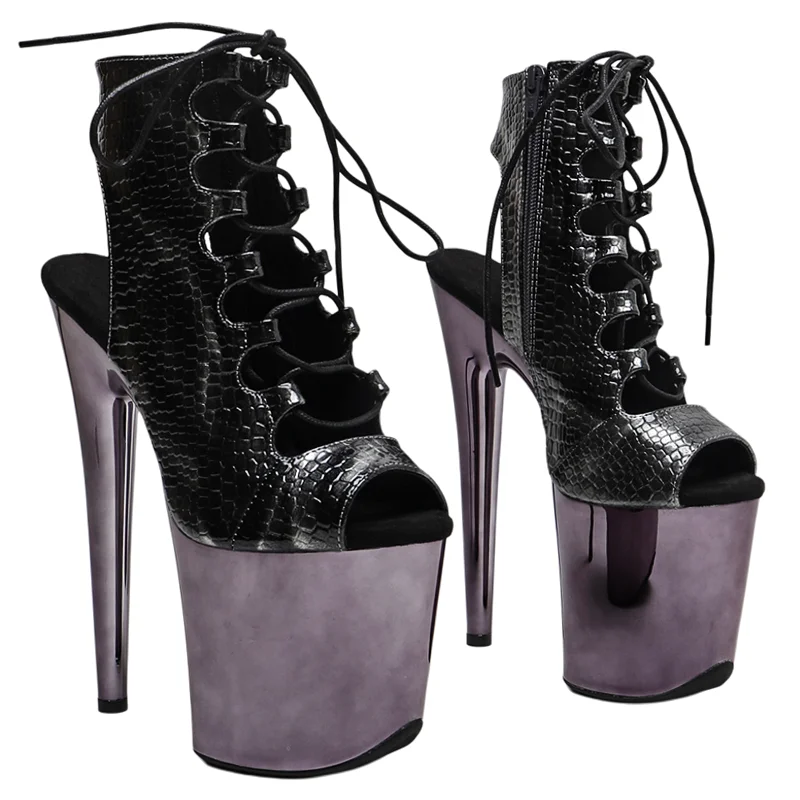 

Leecabe 20cm/8inches Snake Upper small open toe Fashion High Heel platform party stripper heel Pole Dancing boots
