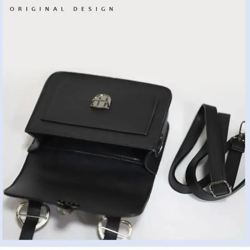 Bloom Japanese Bow Black Messenger Bag Women JK Uniform Handle Square Crossbody Ladies Vintage Lolita Shoulder Bags