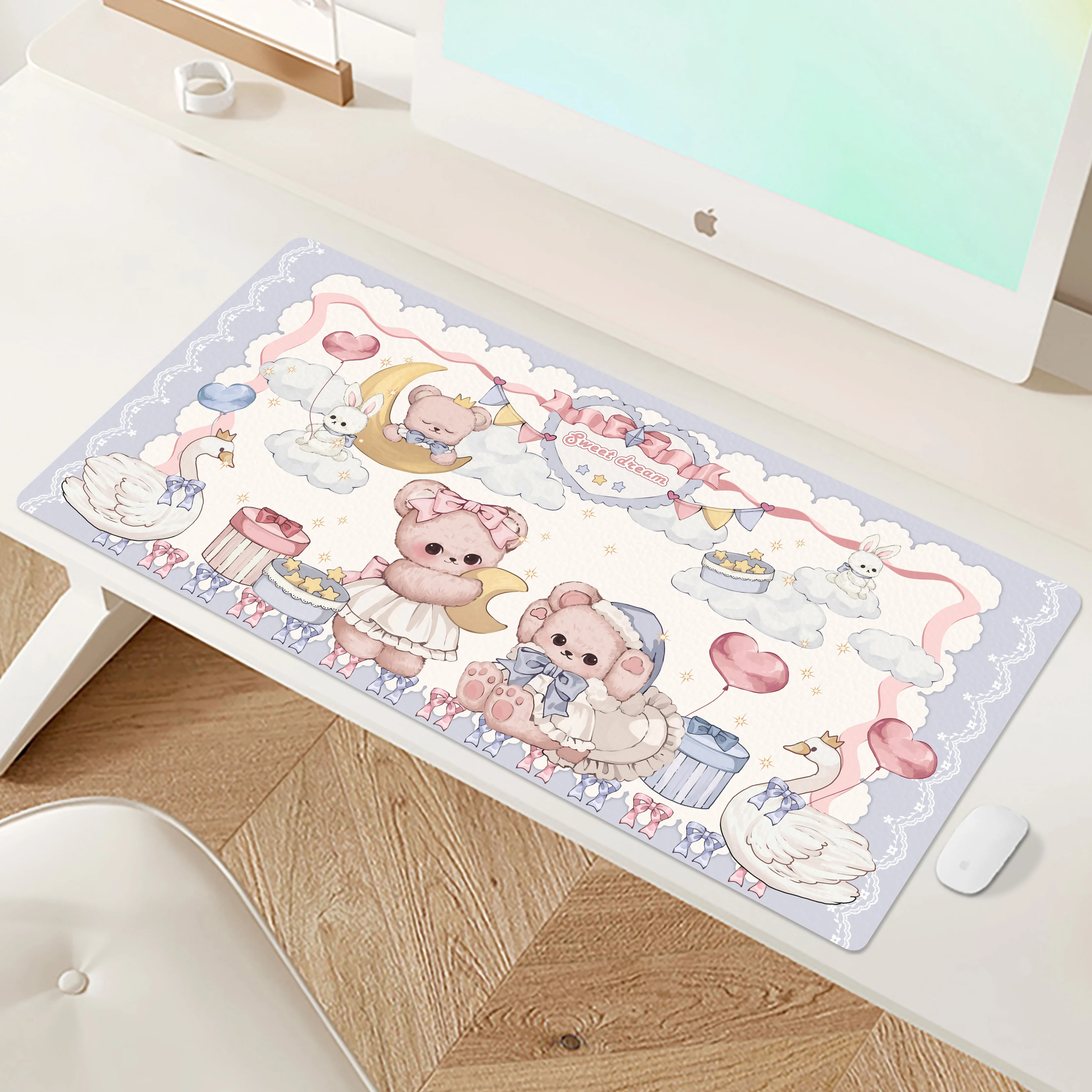Nuovi arrivi tappetino per mouse Kawaii simpatici animali tappetino da scrivania grande tappetino per tastiera antiscivolo per ufficio in pelle PU decorazione per ragazza