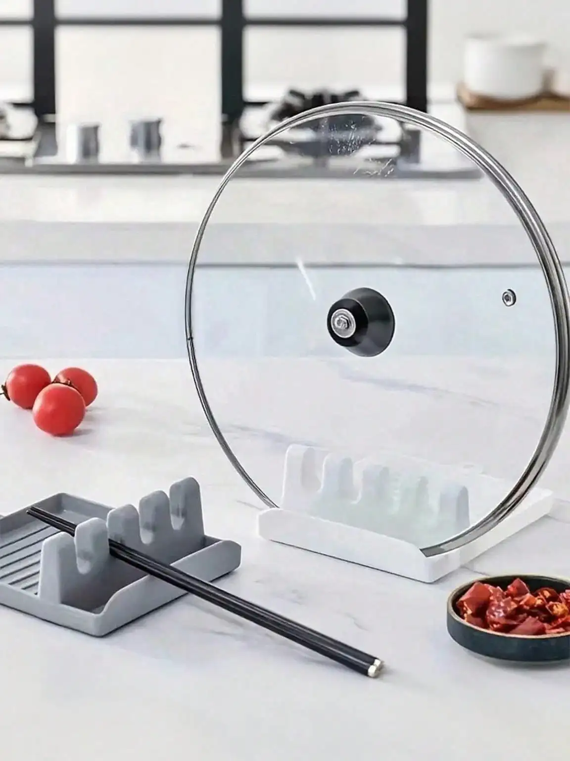 Multifunctional Kitchen Utensil Rest With Drip Tray Plastic Spoon Spatula Holder Pot Lid Rack Stove Counter Kitchen Storage Accessory