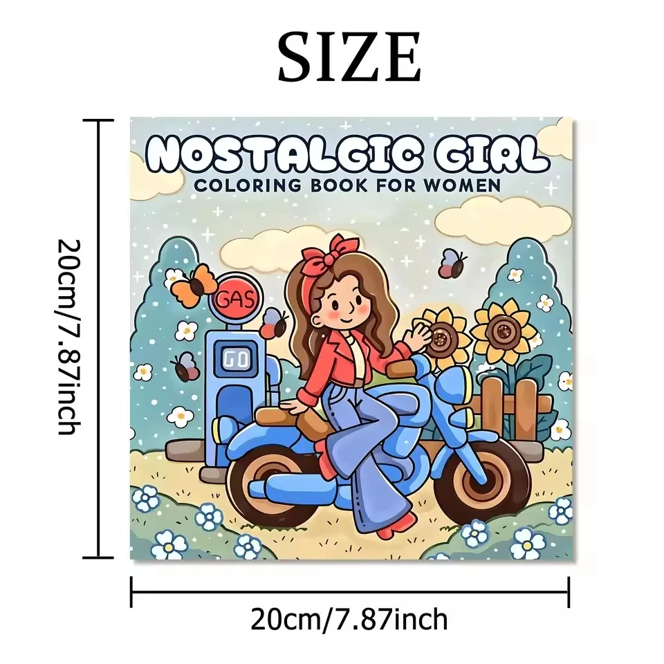 NOSTALGIC GIRL: Coloring Book for Adults Featuring Cute Cozy Daily Activities Relaxation (Cozy Spaces Coloring)