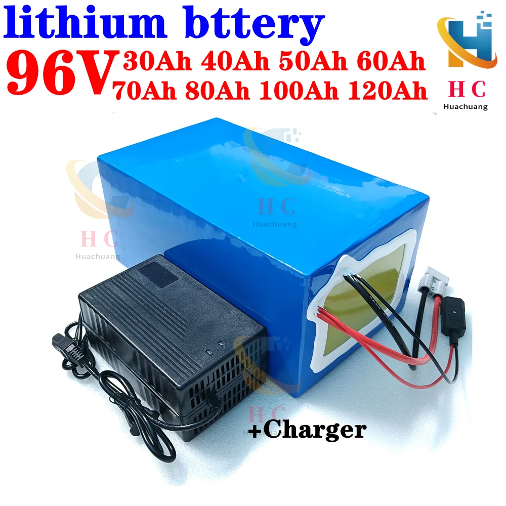 

96v 60ah 80Ah 100Ah 30Ah 40Ah lithium ion battery li ion 26S BMS for 5000w motor robot scooter motorcycle AGV + 10A Charger