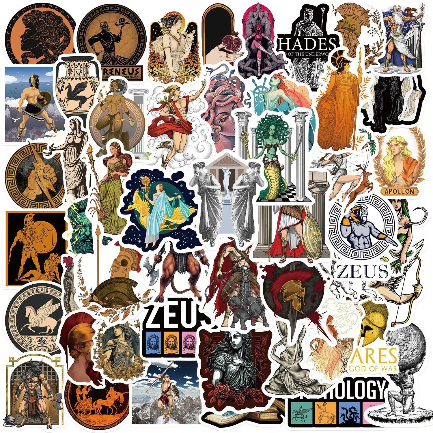 10/50pcs Vintage Ancient Greek Mythology Stickers Character Decals DIY Scrapbooking Travel Luggage Phone Car Waterproof Sticker