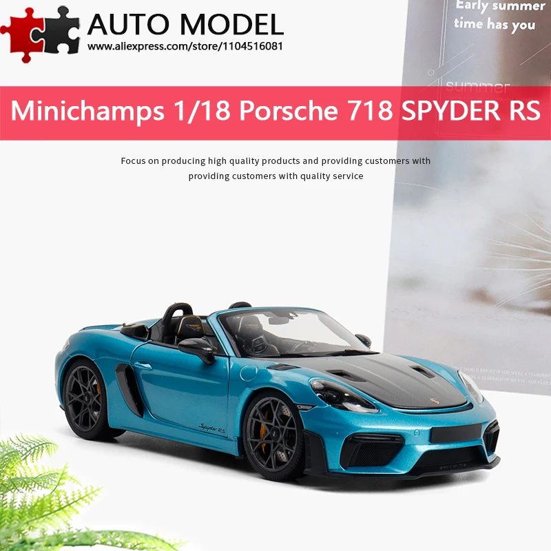 

Модель автомобиля Porsche 718 Spyder RS, имитация, из сплава, полностью открывающийся кабриолет, спортивный автомобиль, капот из углеродного волокна, Minichamps, масштаб 1:18, литая металлическая модель, коллекционная, для взрослых и мальчиков, игрушка