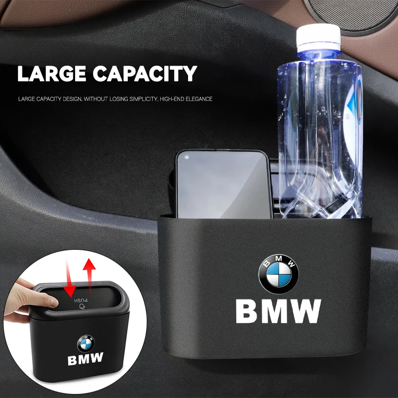 Car Interior Storage Trash Bin Push Can Mini Tray Dustbin Garbage Box For BMW Performance F30 F10 E90 F20 E46 E60 E70 E39 E36 X7