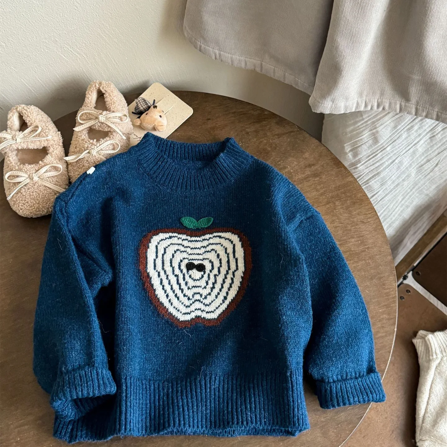 Girls' Sweater Korean Style Super Beautiful Little Apple Sweater Western Style Pullover Top Winter New Item