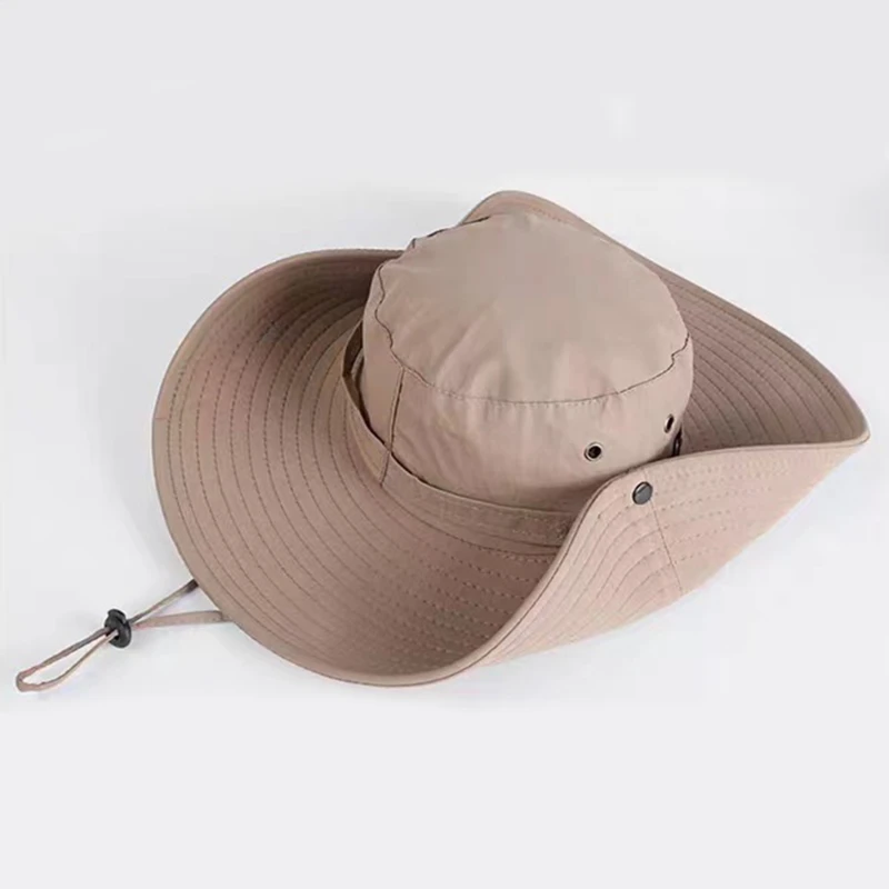 Summer Bucket Hat Cowboy Men Outdoor Fishing Hiking Beach Hats Mesh Breathable Anti UV Sun Cap Large Wide Brim 2024 New Fashion