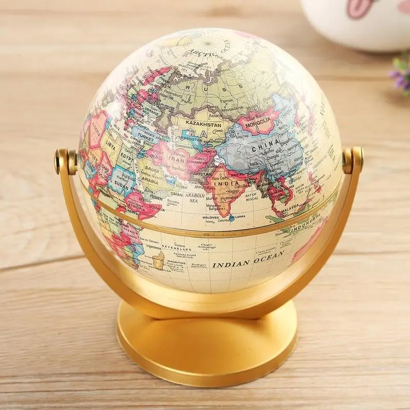 Globe rétro rotatif à 360 degrés, 1 pièce, boule de carte de l'océan du monde de la terre, Antique, bureau, géographie, apprentissage, éducation, décoration scolaire à domicile, nouveau