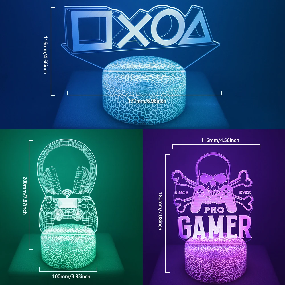 Lámpara LED para mesita de noche, decoración del hogar para juegos, 16 colores, Control remoto inteligente, decoración de habitación táctil, luz nocturna