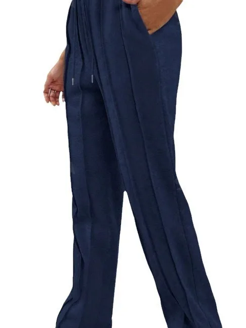 

Повседневные женские брюки прямого кроя с высокой талией из ПВХ-ткани, унисекс, с яркими нитяными деталями, стиль CleanFit, зимние, цветные