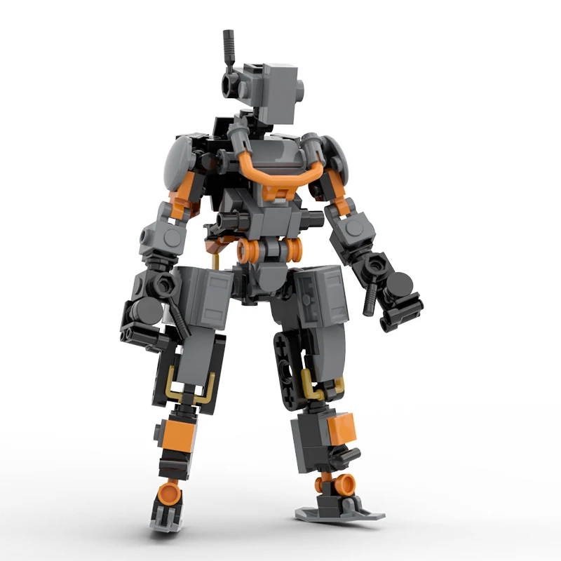 BuildMoc Mini Orange Exoskeleton Soldier Mecha Building Blocks Kit High-Tech Warfare Robot Model Bricks DIY Toys Children Gifts