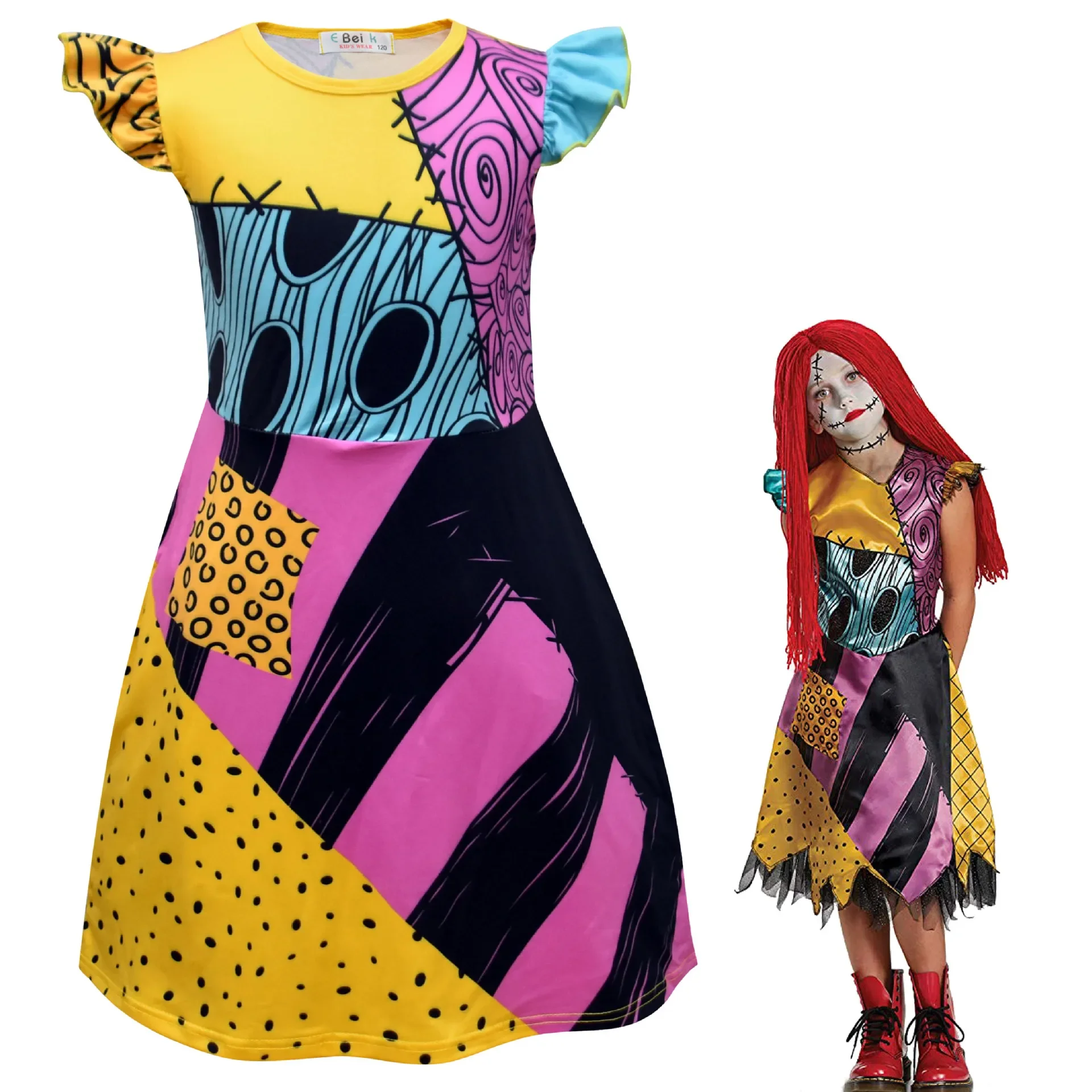 2024 The Nightmare Before Christmas Halloween Costume Holiday Party Show Dress Up As Christmas Eve Fright Sally Girl Dress