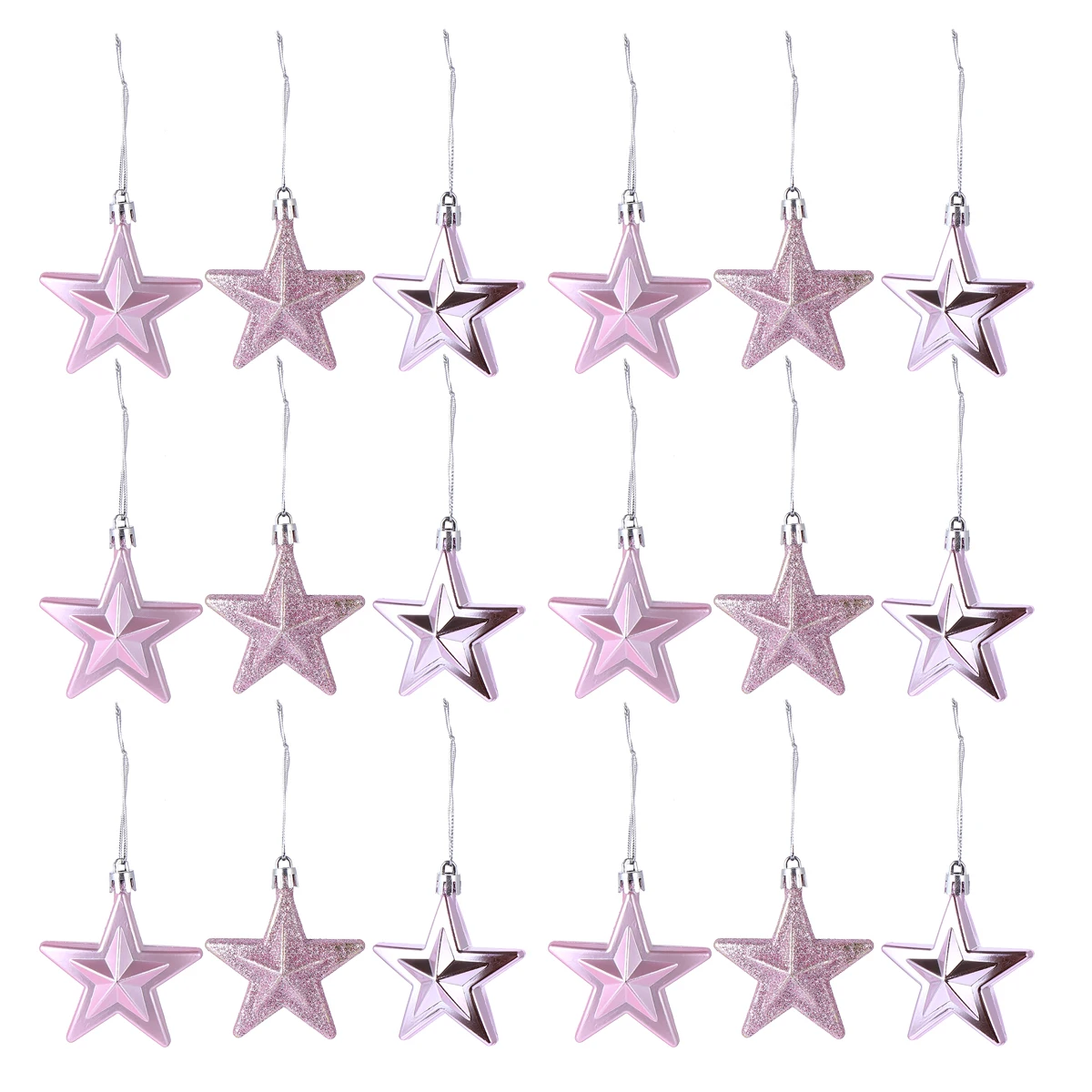 

18pcs Christmas Pendants Five-Pointed Ornaments Eco-Friendly Plastic Hanging Decor For Home Office Hotel Party Diy Xmas