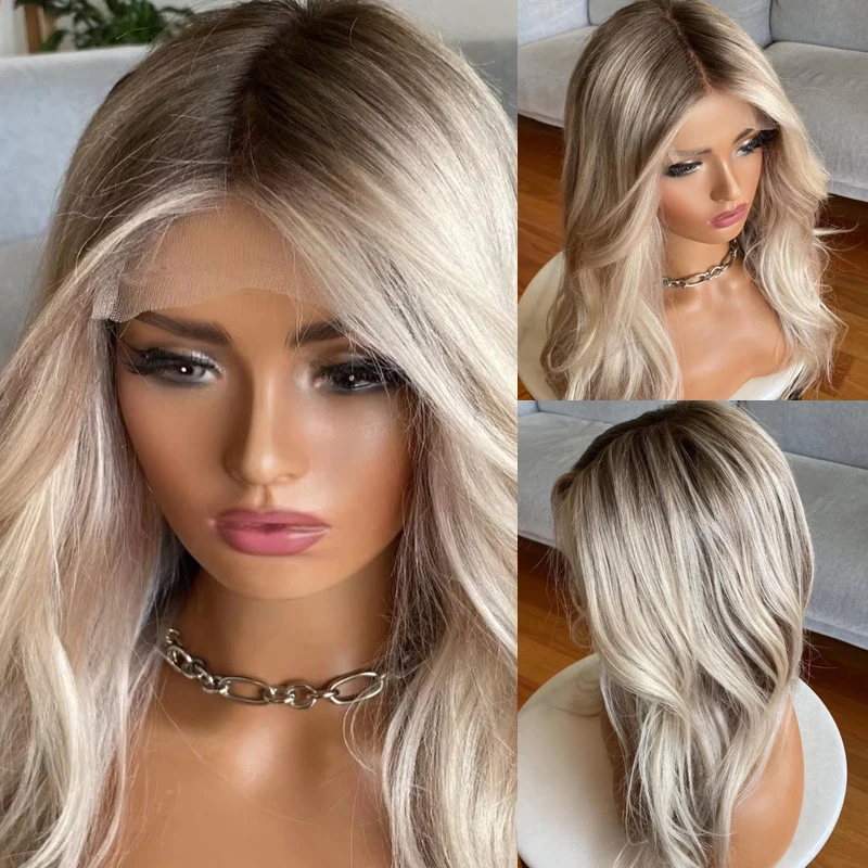 Blonde Synthetic Wig Natural 360 Full lace wig wig Lace front wig Hight Density Pre plucked For Women Daily Party Use