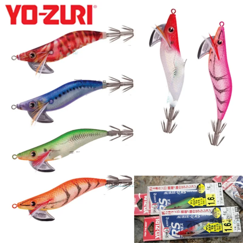 

JAPAN YO-ZURI Fluorescent Wooden Shrimp and Squid Hooks for Squid, Octopus, Cuttlefish, Summer Fishing Lures 1.6/1.8/2.0 Fishing