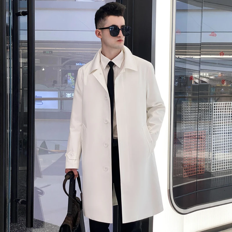 2024 windbreaker men\'s single breasted Medium length red British men\'s coat detachable thickened down liner fashion trench coat