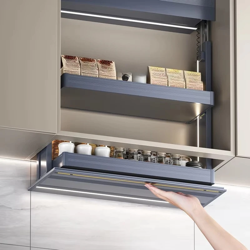 Smart Kitchen Adjus  Lifting Wall Cabinet Pull-down Storage Basket   Storage