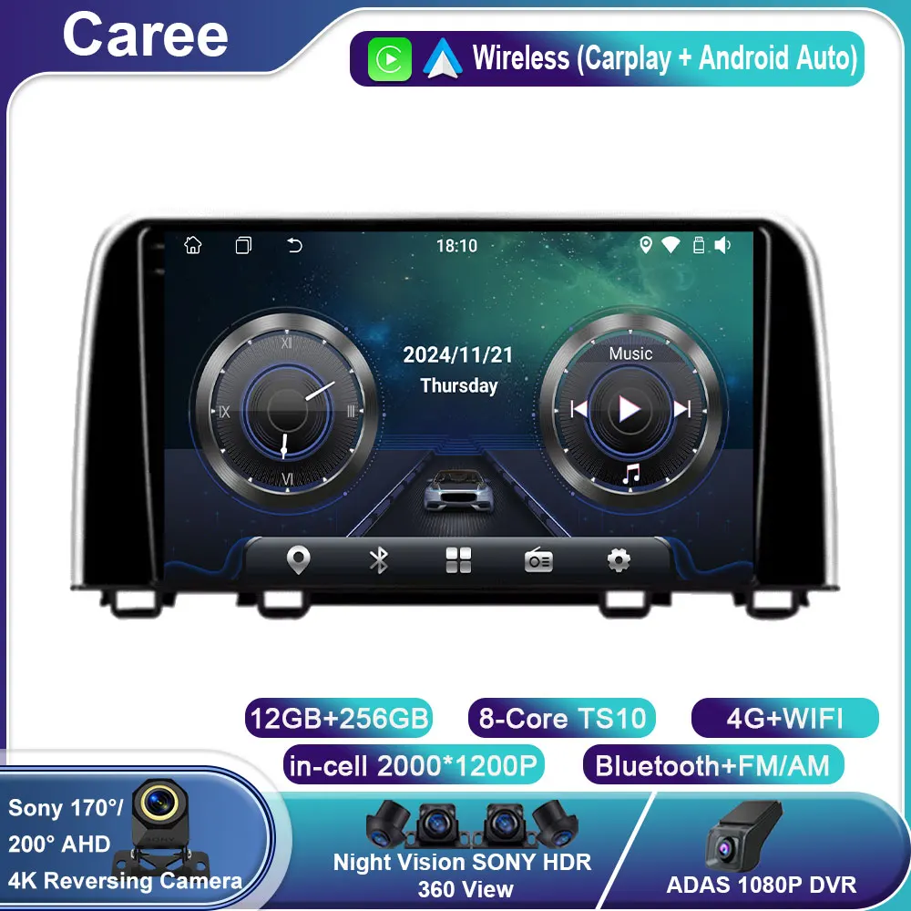 

Android 14 Car Radio For Honda CRV 2017 2018 2019 2020 2021 2022 Multimedia Video Player Navigation GPS Carplay QLED Stereo WIFI